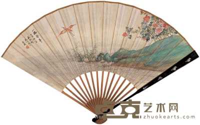吴穀祥 壬寅（1902）年作 一路荣华 楷书 成扇 18×50cm